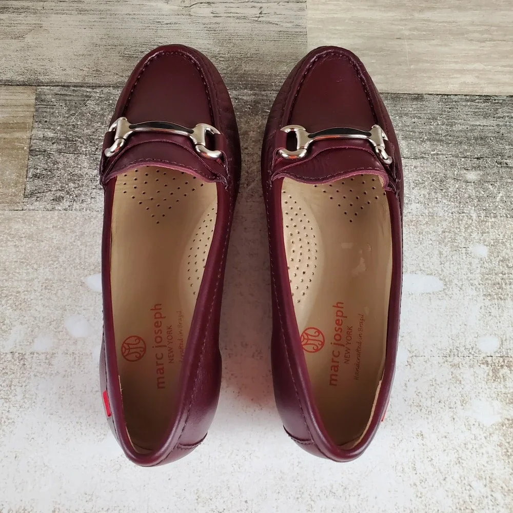Marc Joseph New York Grand Street Womens Loafer Shoes Sz 6 Burgundy Leather